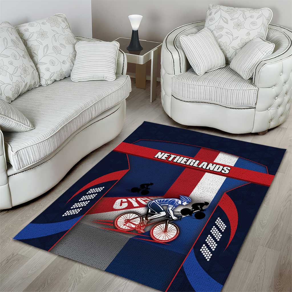 Netherlands Cycling Area Rug Sporty Style Navy - Wonder Print Shop