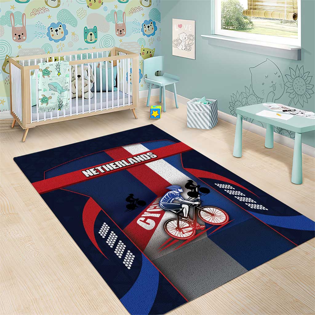 Netherlands Cycling Area Rug Sporty Style Navy - Wonder Print Shop