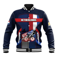 Personalized Netherlands Cycling Baseball Jacket Sporty Style Navy - Wonder Print Shop
