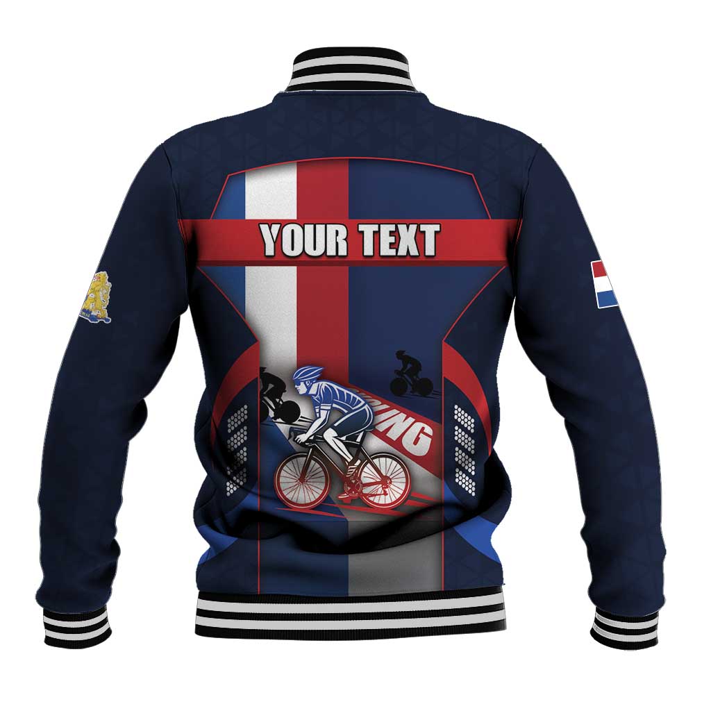 Personalized Netherlands Cycling Baseball Jacket Sporty Style Navy - Wonder Print Shop