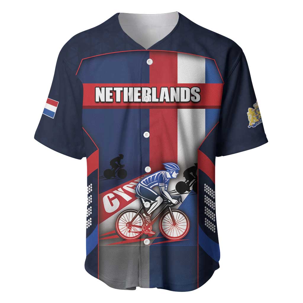 Personalized Netherlands Cycling Baseball Jersey Sporty Style Navy - Wonder Print Shop