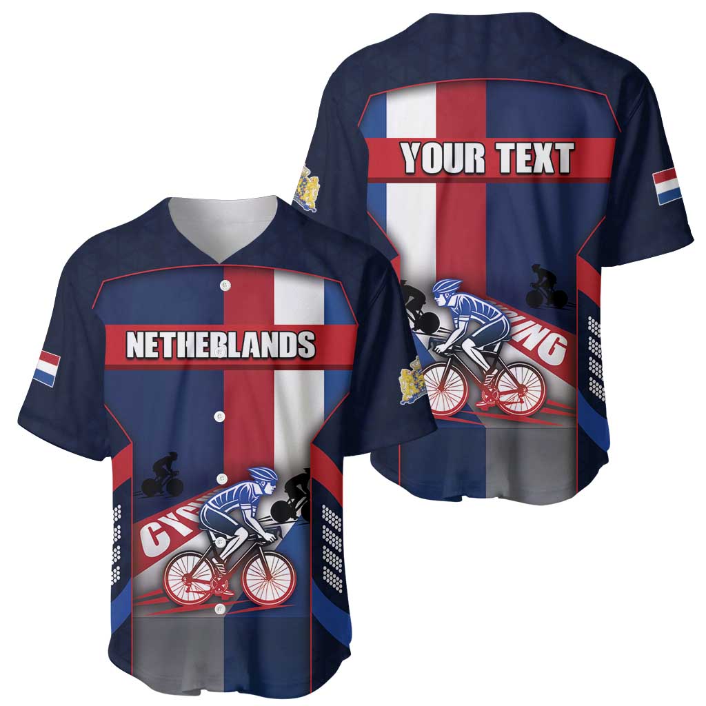 Personalized Netherlands Cycling Baseball Jersey Sporty Style Navy - Wonder Print Shop