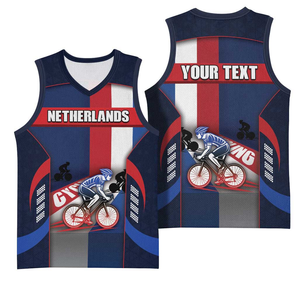 Personalized Netherlands Cycling Basketball Jersey Sporty Style Navy - Wonder Print Shop