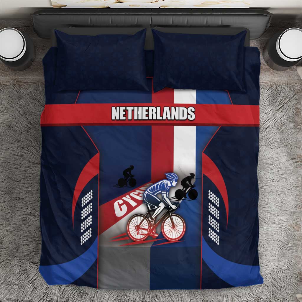 Netherlands Cycling Bedding Set Sporty Style Navy - Wonder Print Shop