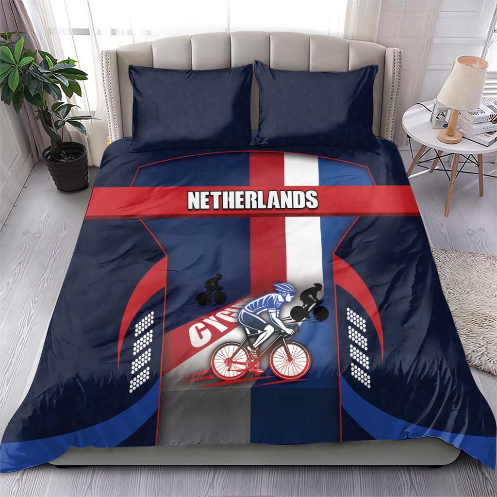 Netherlands Cycling Bedding Set Sporty Style Navy - Wonder Print Shop
