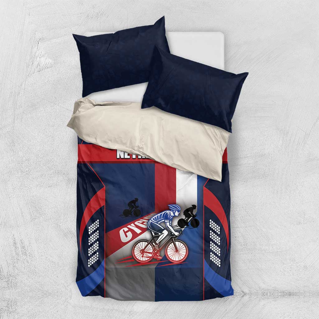 Netherlands Cycling Bedding Set Sporty Style Navy - Wonder Print Shop