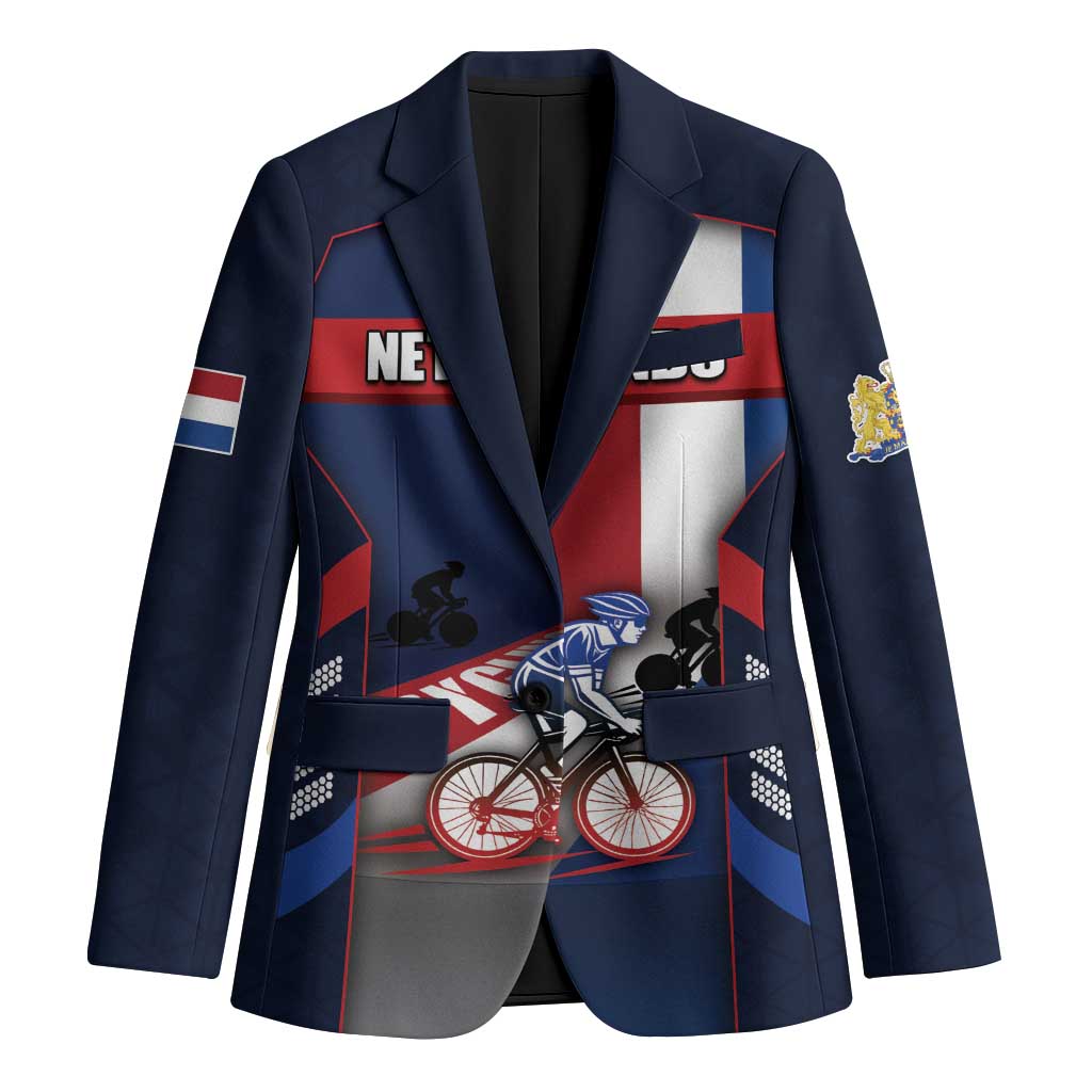 Personalized Netherlands Cycling Blazer Sporty Style Navy - Wonder Print Shop