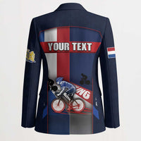 Personalized Netherlands Cycling Blazer Sporty Style Navy - Wonder Print Shop
