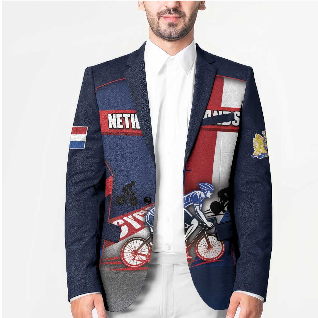Personalized Netherlands Cycling Blazer Sporty Style Navy - Wonder Print Shop