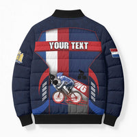Personalized Netherlands Cycling Bomber Puffer Jacket Sporty Style Navy - Wonder Print Shop