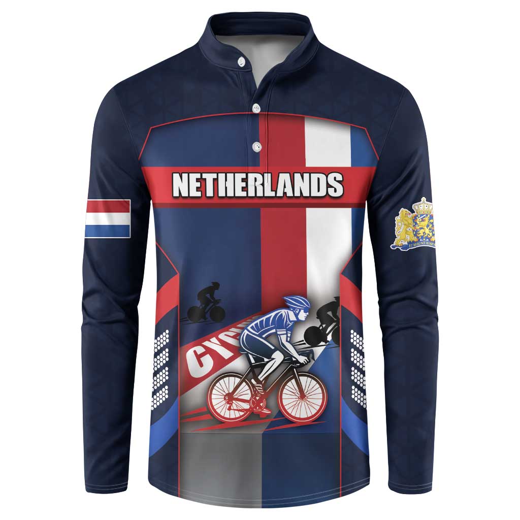 Personalized Netherlands Cycling Button Sweatshirt Sporty Style Navy - Wonder Print Shop