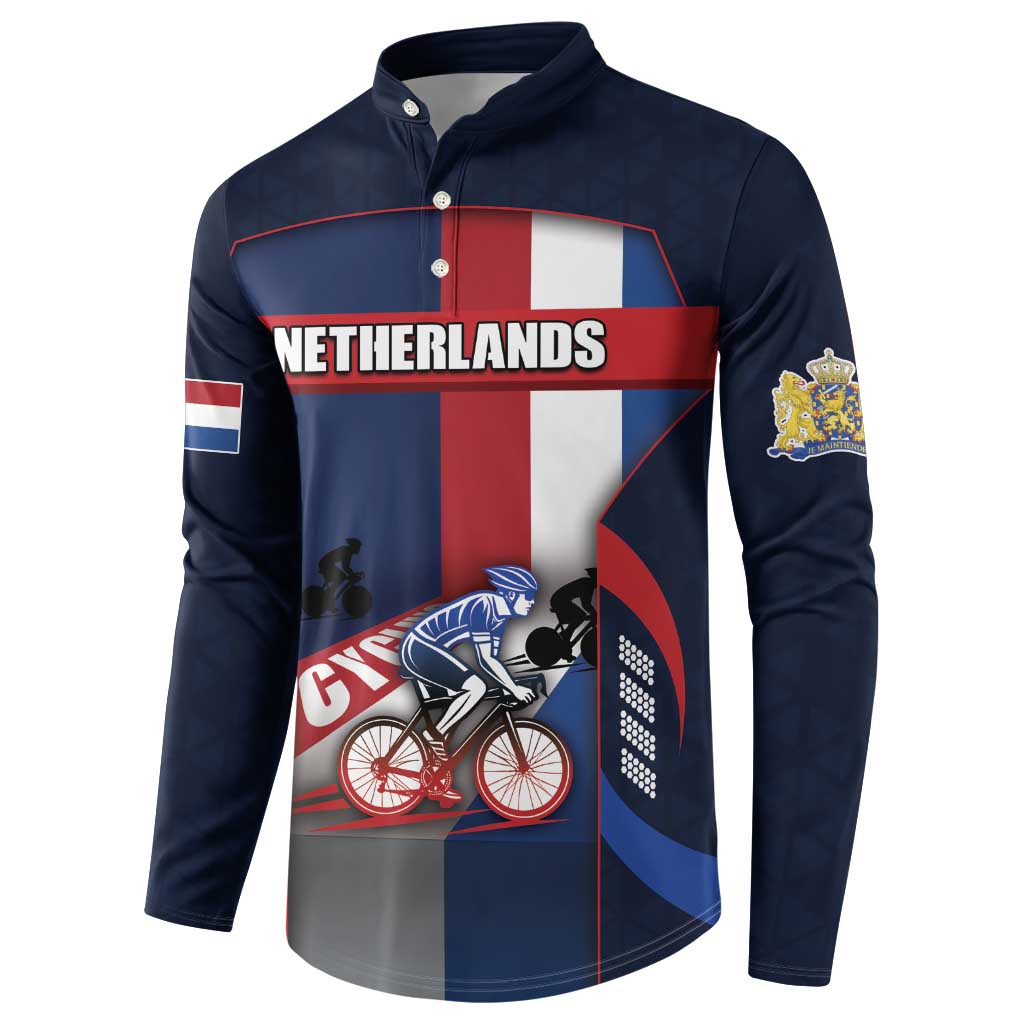Personalized Netherlands Cycling Button Sweatshirt Sporty Style Navy - Wonder Print Shop