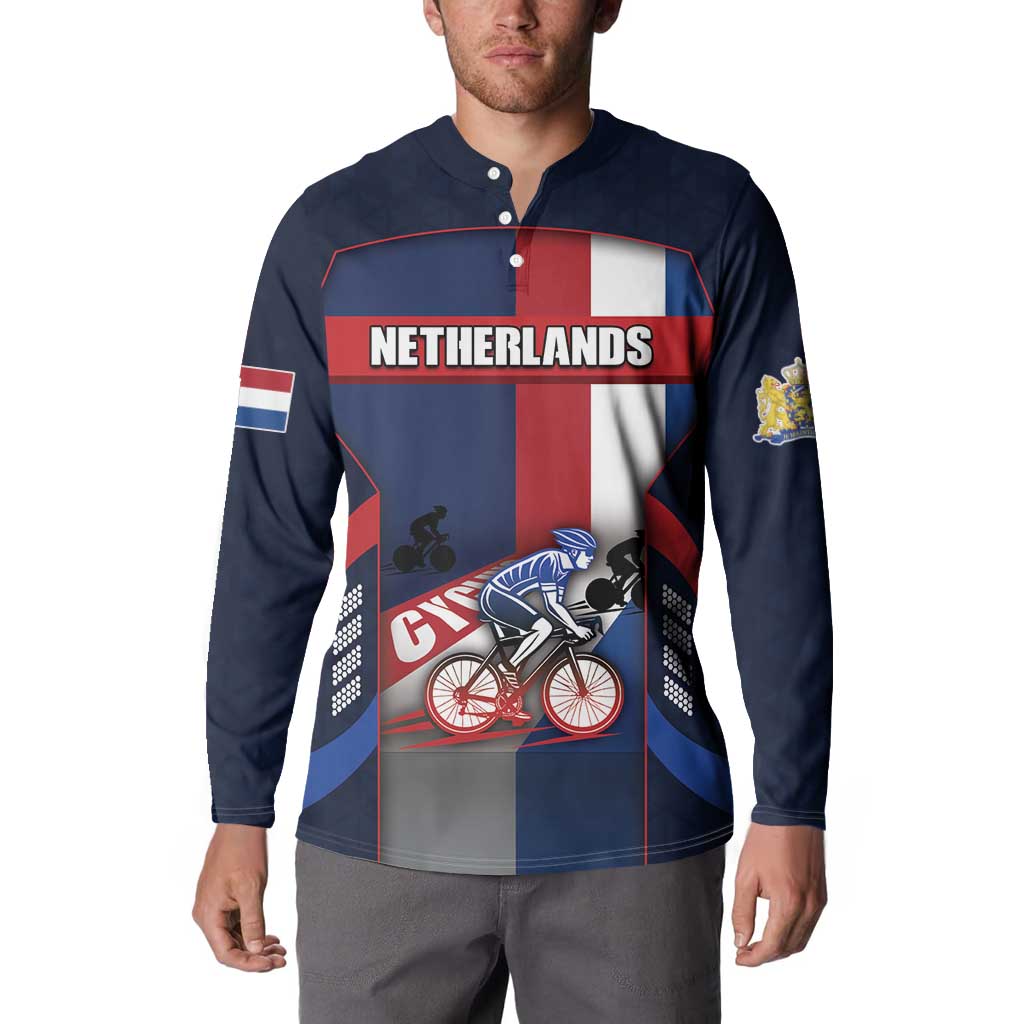 Personalized Netherlands Cycling Button Sweatshirt Sporty Style Navy - Wonder Print Shop