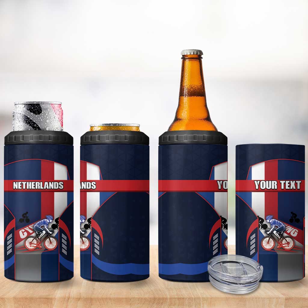 Personalized Netherlands Cycling 4 in 1 Can Cooler Tumbler Sporty Style Navy - Wonder Print Shop