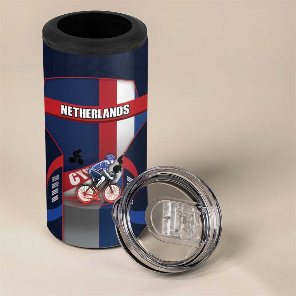 Personalized Netherlands Cycling 4 in 1 Can Cooler Tumbler Sporty Style Navy - Wonder Print Shop