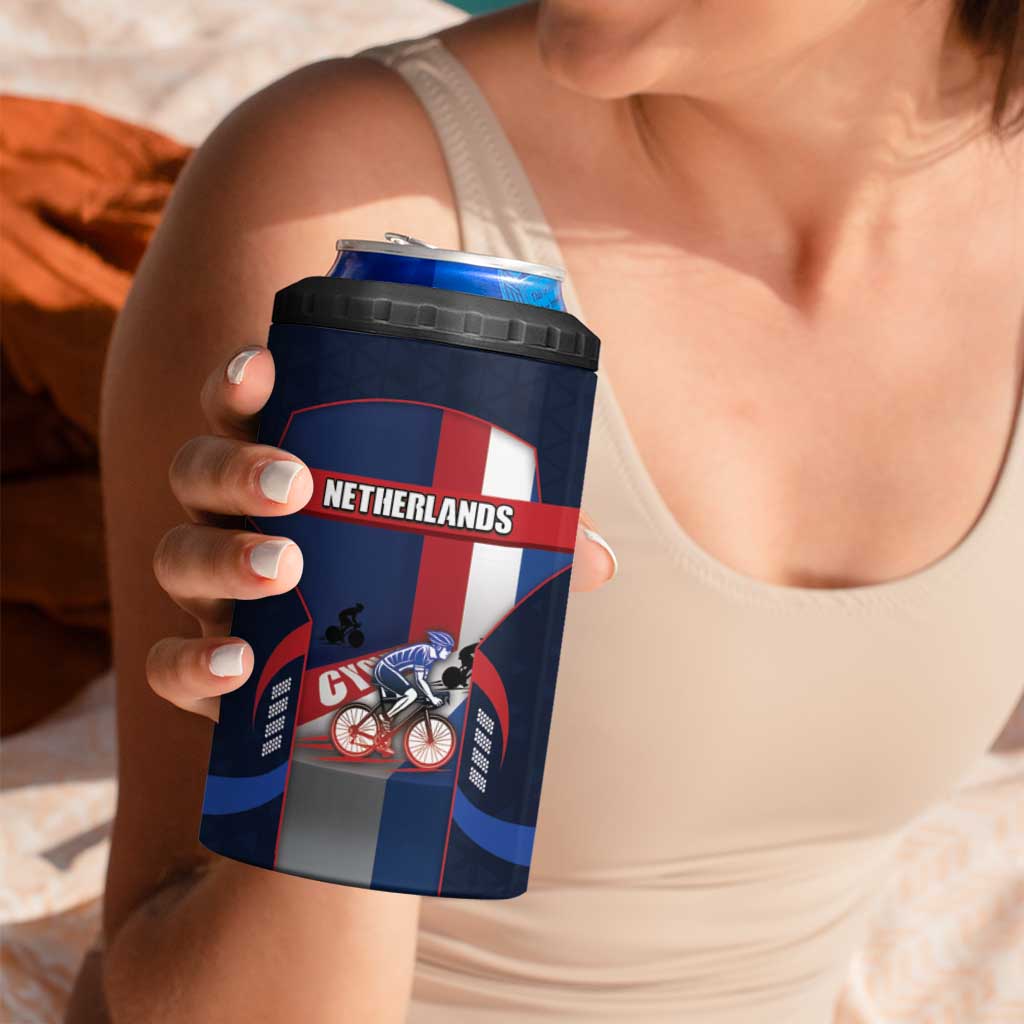 Personalized Netherlands Cycling 4 in 1 Can Cooler Tumbler Sporty Style Navy - Wonder Print Shop