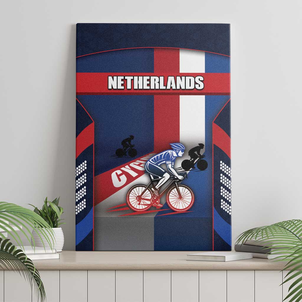 Netherlands Cycling Canvas Wall Art Sporty Style Navy - Wonder Print Shop