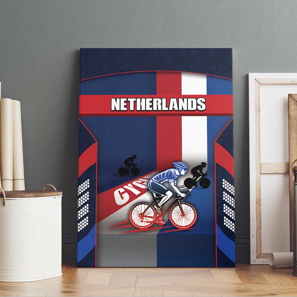 Netherlands Cycling Canvas Wall Art Sporty Style Navy - Wonder Print Shop