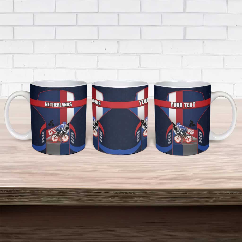 Netherlands Cycling Ceramic Mug Sporty Style Navy - Wonder Print Shop