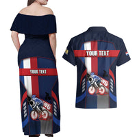 Personalized Netherlands Cycling Couples Matching Off Shoulder Maxi Dress and Hawaiian Shirt Sporty Style Navy - Wonder Print Shop