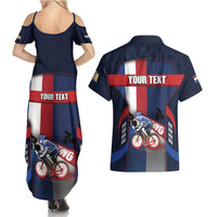Personalized Netherlands Cycling Couples Matching Summer Maxi Dress and Hawaiian Shirt Sporty Style Navy - Wonder Print Shop