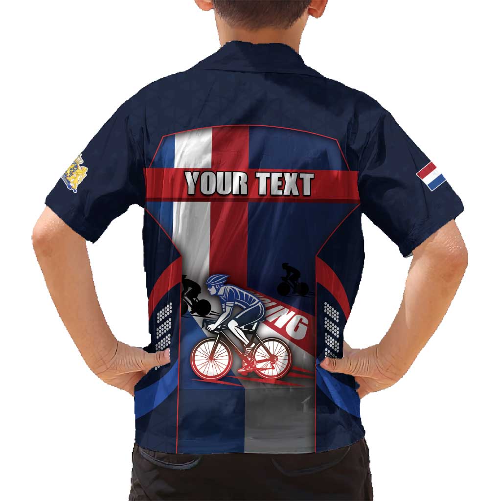 Personalized Netherlands Cycling Family Matching Long Sleeve Bodycon Dress and Hawaiian Shirt Sporty Style Navy - Wonder Print Shop