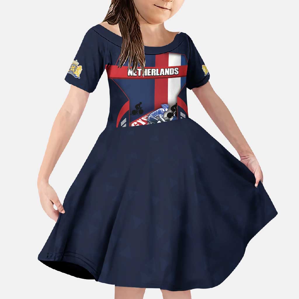 Personalized Netherlands Cycling Family Matching Off Shoulder Maxi Dress and Hawaiian Shirt Sporty Style Navy - Wonder Print Shop