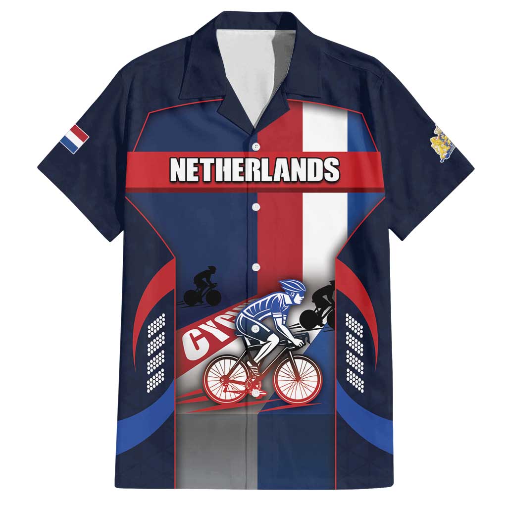 Personalized Netherlands Cycling Family Matching Off Shoulder Short Dress and Hawaiian Shirt Sporty Style Navy - Wonder Print Shop