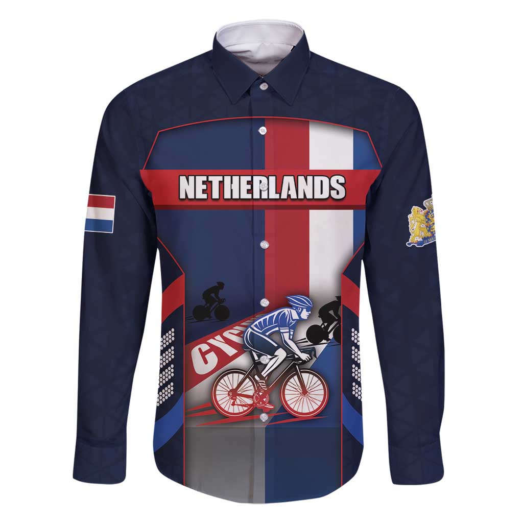 Personalized Netherlands Cycling Family Matching Off Shoulder Short Dress and Hawaiian Shirt Sporty Style Navy - Wonder Print Shop