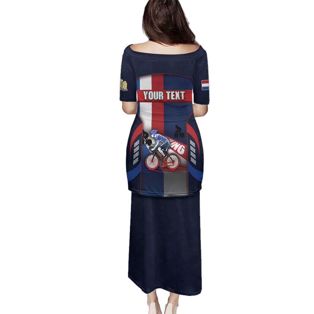 Personalized Netherlands Cycling Family Matching Puletasi and Hawaiian Shirt Sporty Style Navy - Wonder Print Shop
