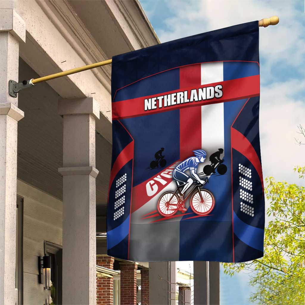 Netherlands Cycling Garden Flag Sporty Style Navy - Wonder Print Shop