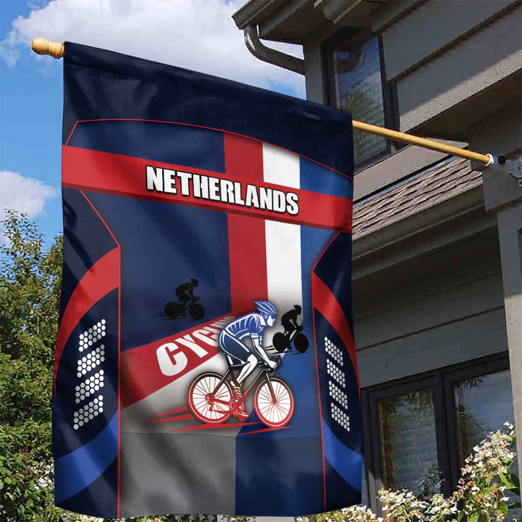 Netherlands Cycling Garden Flag Sporty Style Navy - Wonder Print Shop