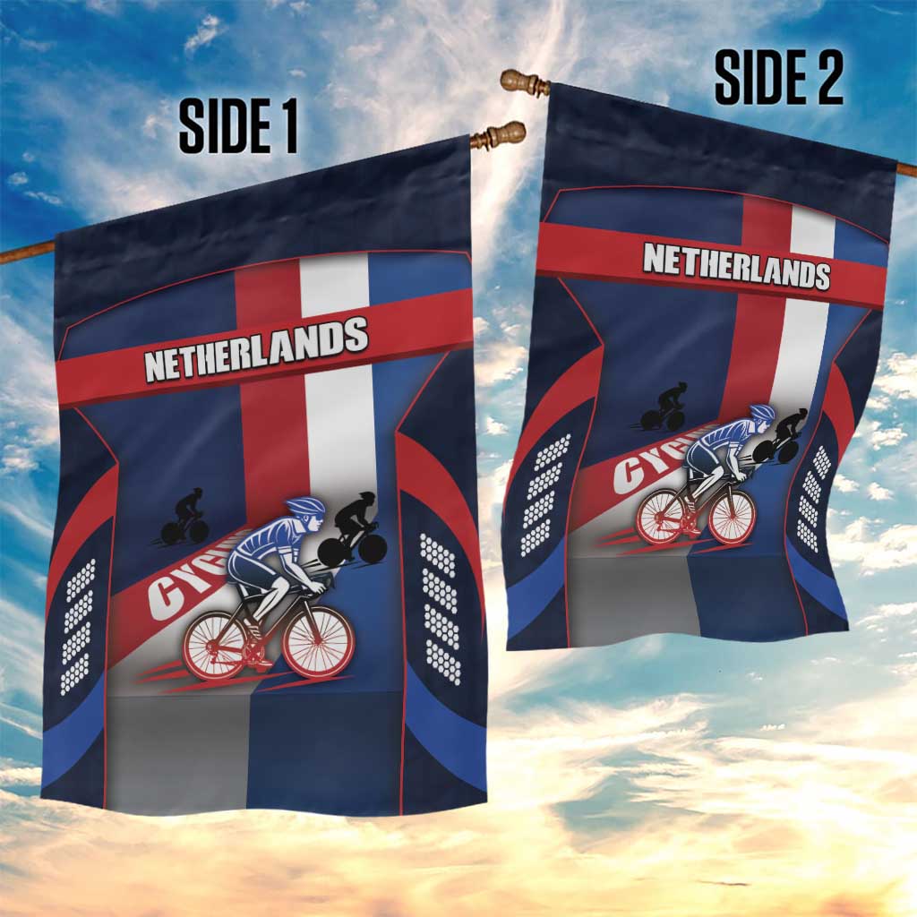 Netherlands Cycling Garden Flag Sporty Style Navy - Wonder Print Shop