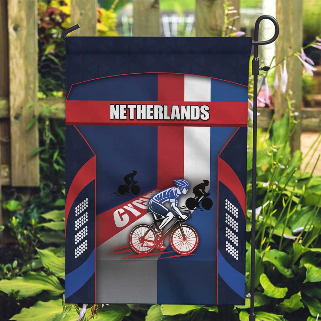 Netherlands Cycling Garden Flag Sporty Style Navy - Wonder Print Shop