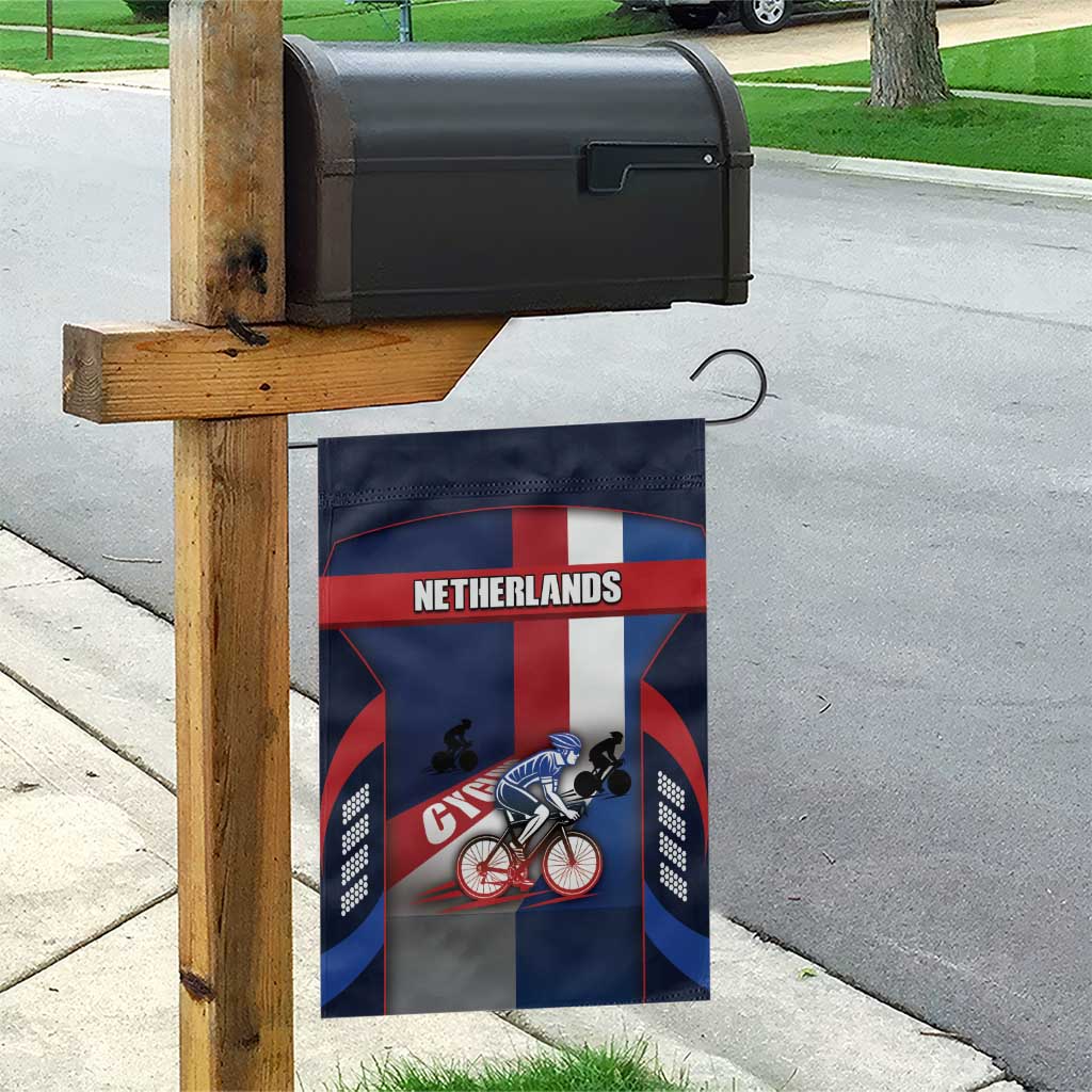 Netherlands Cycling Garden Flag Sporty Style Navy - Wonder Print Shop