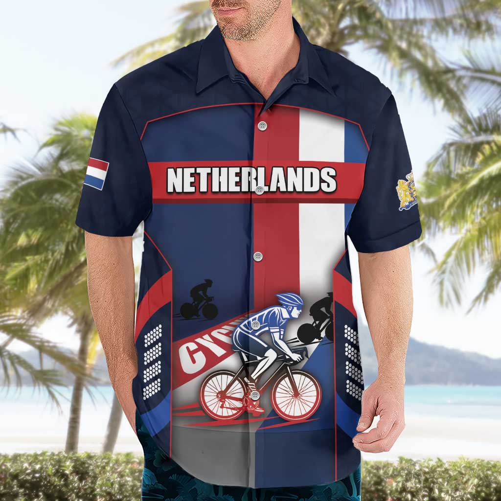 Personalized Netherlands Cycling Hawaiian Shirt Sporty Style Navy - Wonder Print Shop