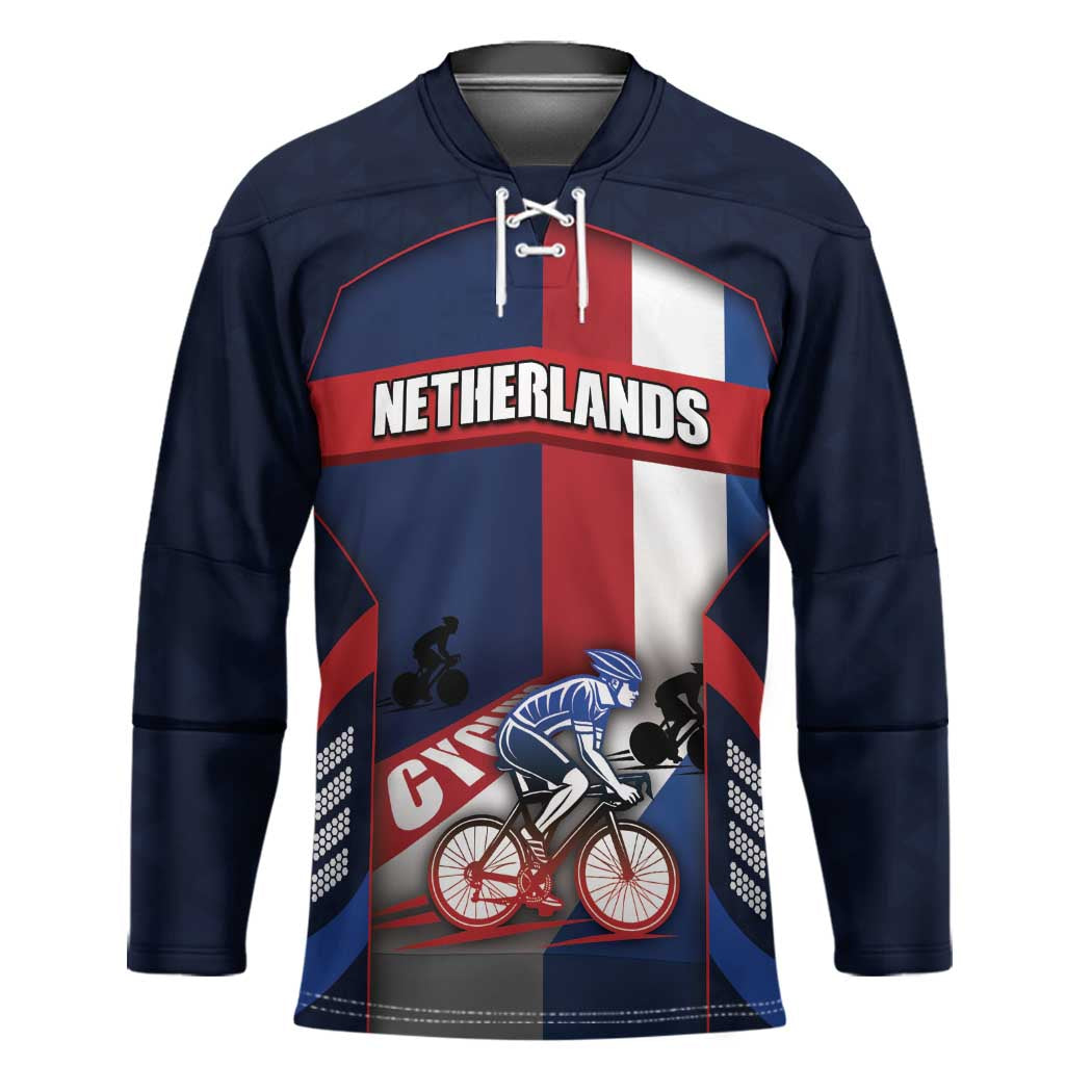 Personalized Netherlands Cycling Hockey Jersey Sporty Style Navy - Wonder Print Shop