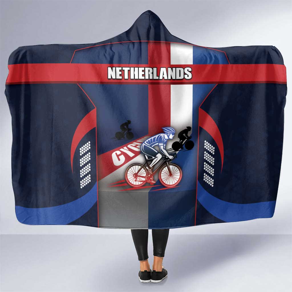 Netherlands Cycling Hooded Blanket Sporty Style Navy - Wonder Print Shop