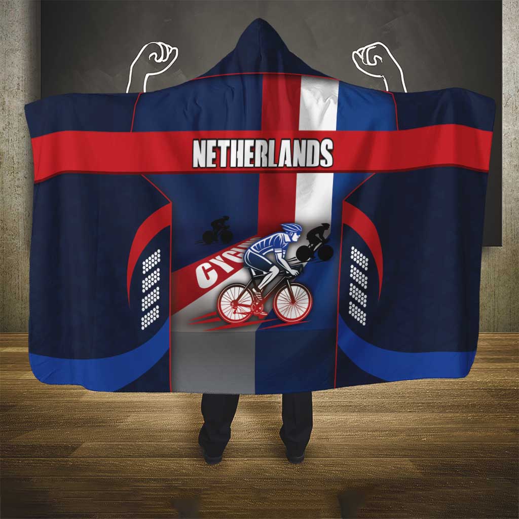 Netherlands Cycling Hooded Blanket Sporty Style Navy - Wonder Print Shop
