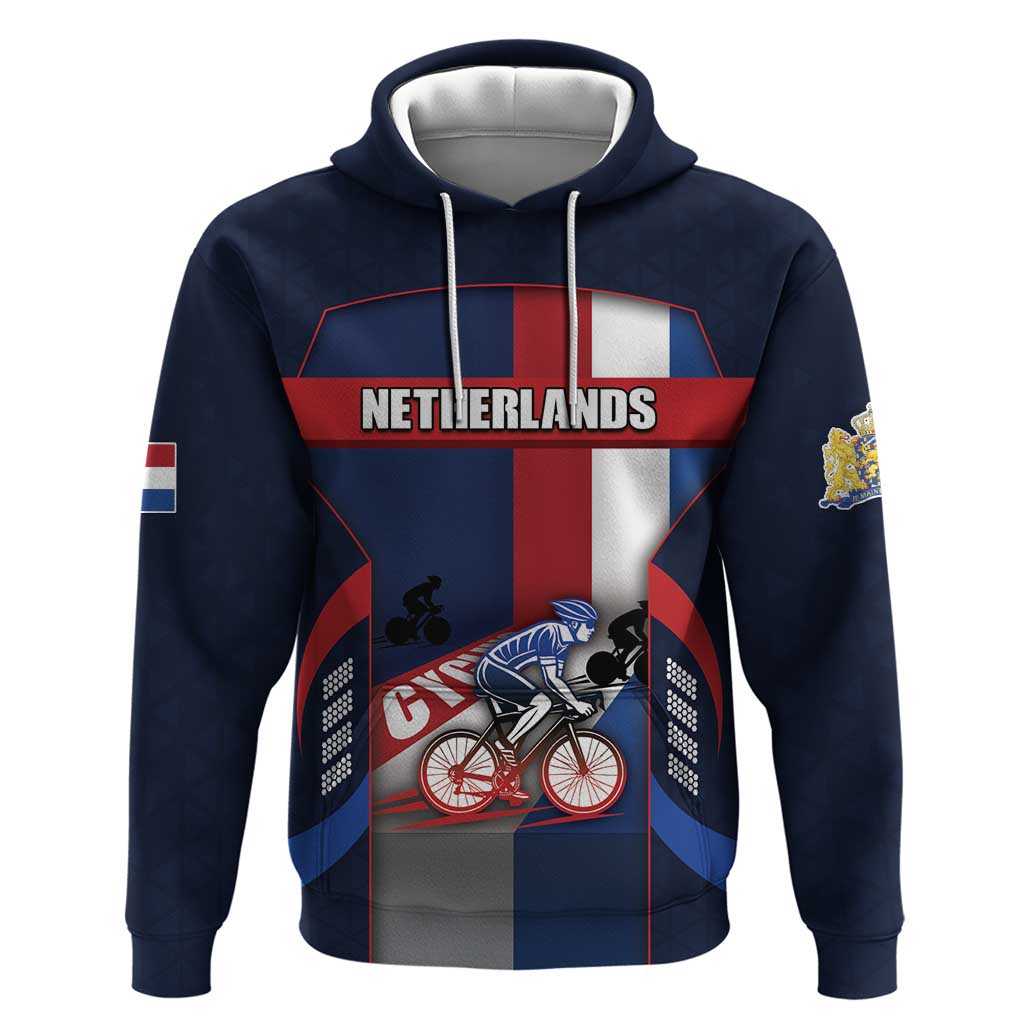 Personalized Netherlands Cycling Hoodie Sporty Style Navy - Wonder Print Shop
