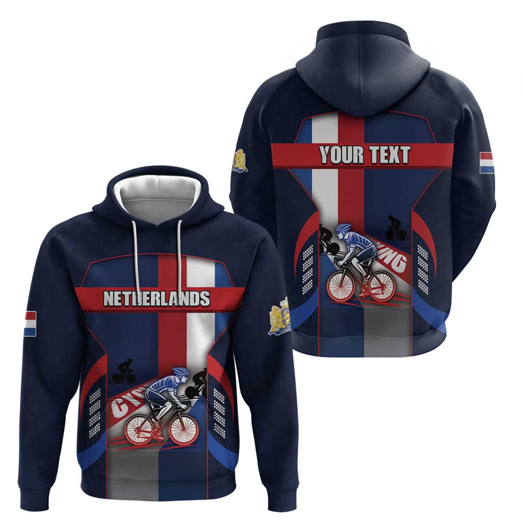 Personalized Netherlands Cycling Hoodie Sporty Style Navy - Wonder Print Shop