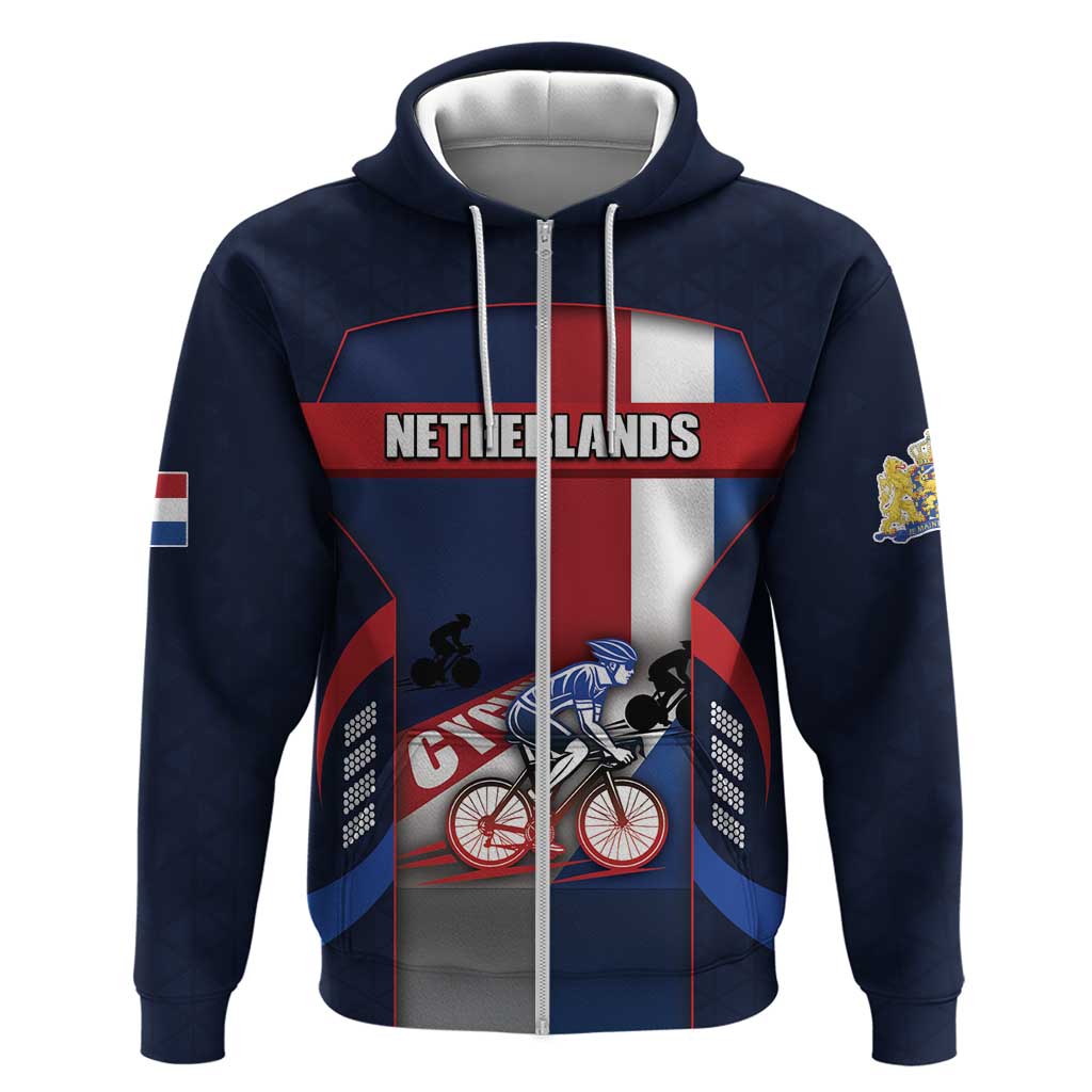 Personalized Netherlands Cycling Hoodie Sporty Style Navy - Wonder Print Shop