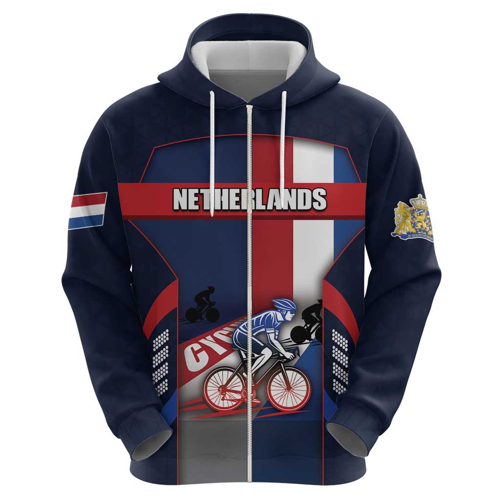Personalized Netherlands Cycling Hoodie Sporty Style Navy - Wonder Print Shop