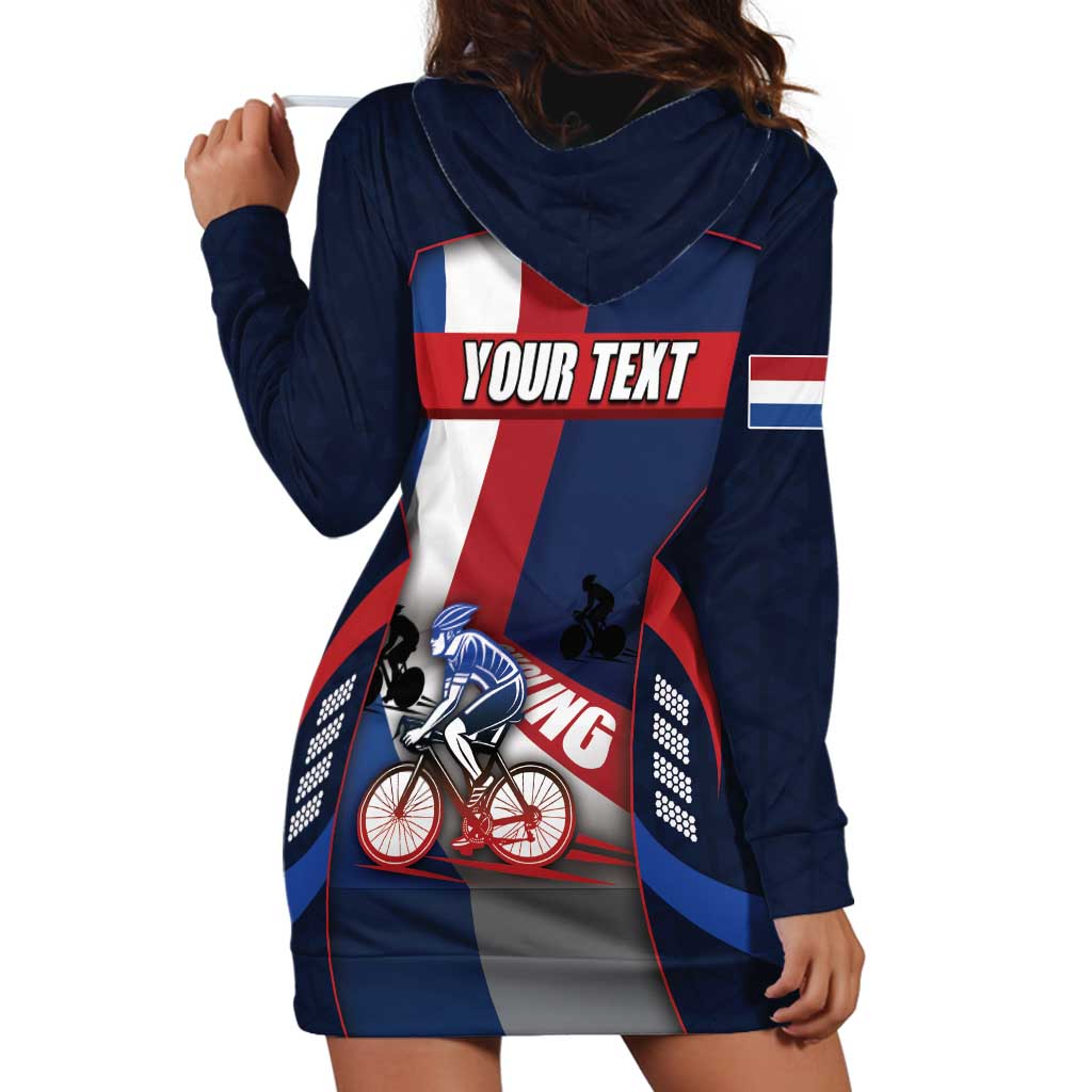 Personalized Netherlands Cycling Hoodie Dress Sporty Style Navy - Wonder Print Shop
