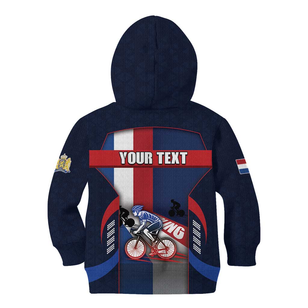 Personalized Netherlands Cycling Kid Hoodie Sporty Style Navy - Wonder Print Shop