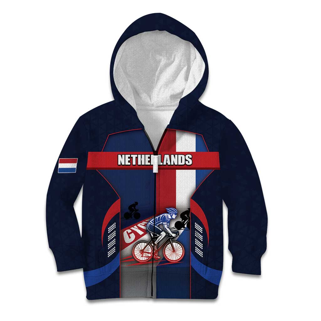 Personalized Netherlands Cycling Kid Hoodie Sporty Style Navy - Wonder Print Shop
