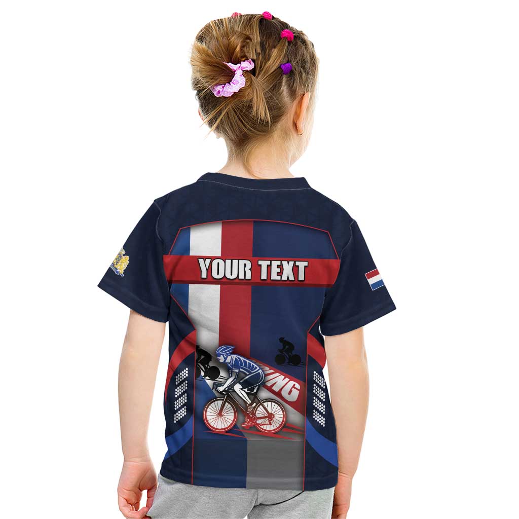 Personalized Netherlands Cycling Kid T Shirt Sporty Style Navy - Wonder Print Shop