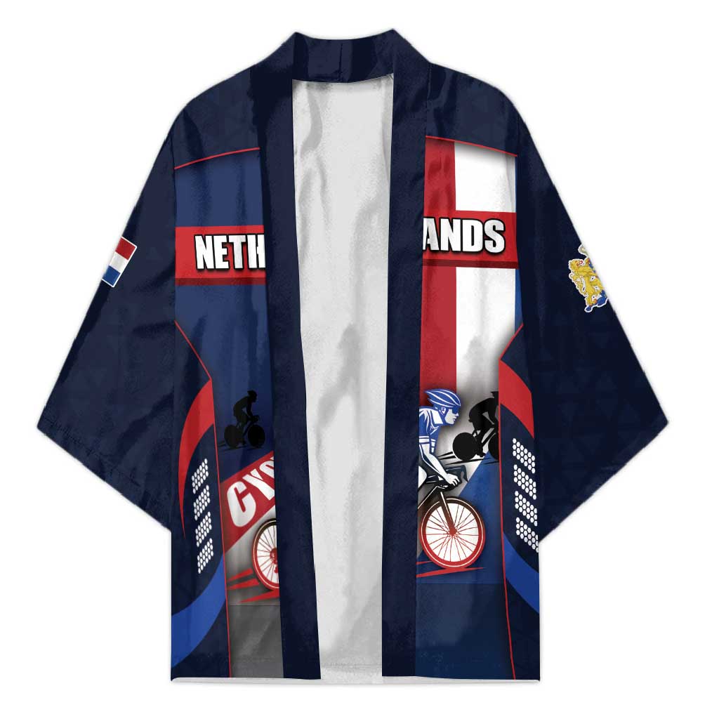 Personalized Netherlands Cycling Kimono Sporty Style Navy - Wonder Print Shop