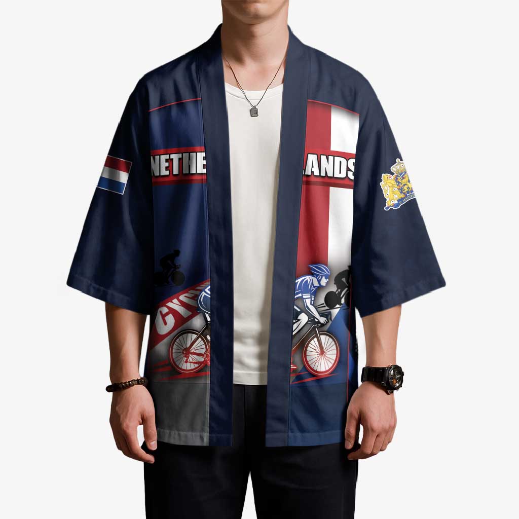 Personalized Netherlands Cycling Kimono Sporty Style Navy - Wonder Print Shop