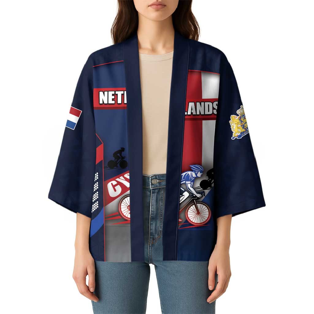 Personalized Netherlands Cycling Kimono Sporty Style Navy - Wonder Print Shop
